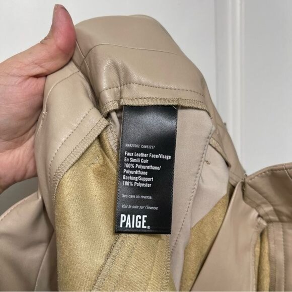 New PAIGE‎ Tami Cargo Pant Taupe Vegan Leather Size 10 - Picture 14 of 15